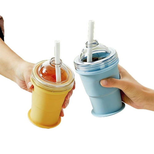 🧊Portable Folding Ice Hockey Cup, Creative Silicone Food Grade Ice Cup Mold With Straw, Handy Cup For Summer Outings.