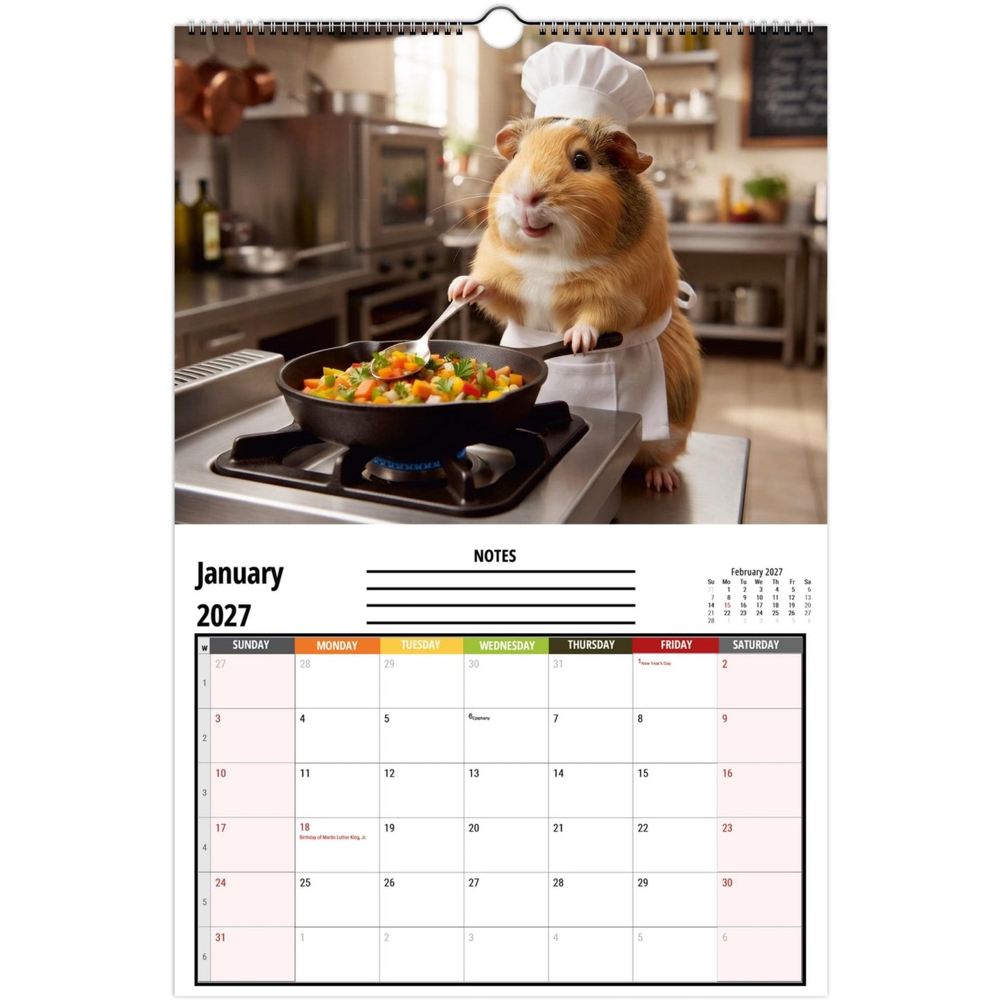 Funny Guinea Pig Wall Calendar 2027