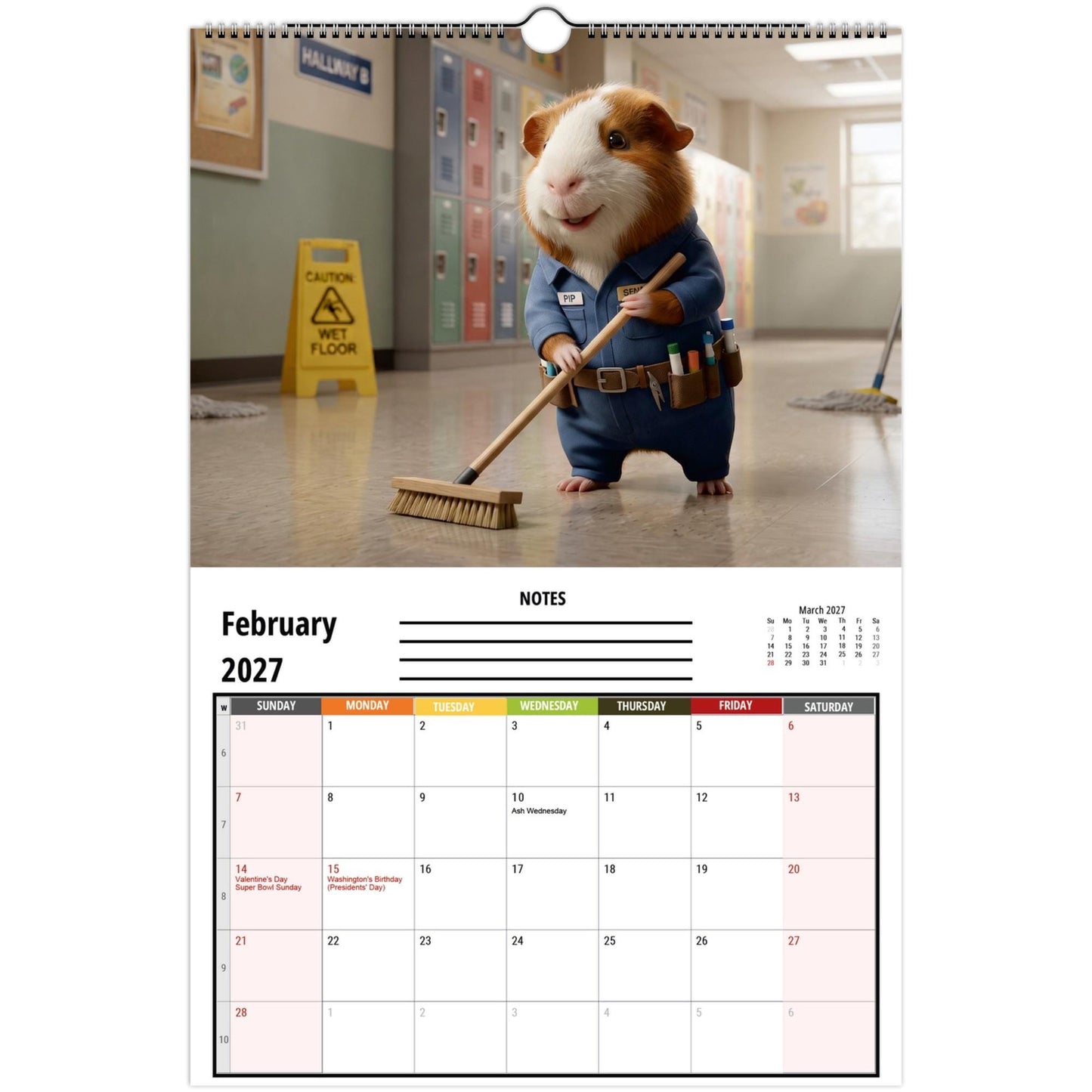 Funny Guinea Pig Wall Calendar 2027
