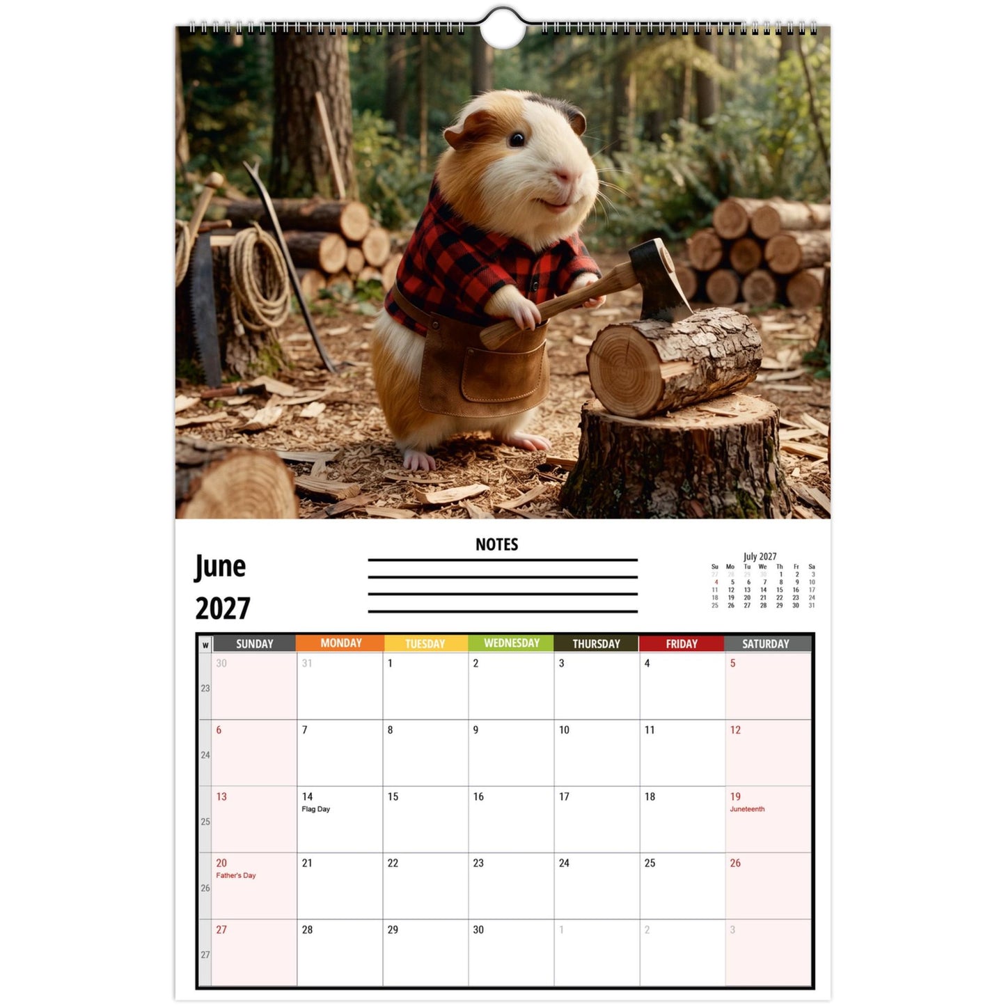 Funny Guinea Pig Wall Calendar 2027