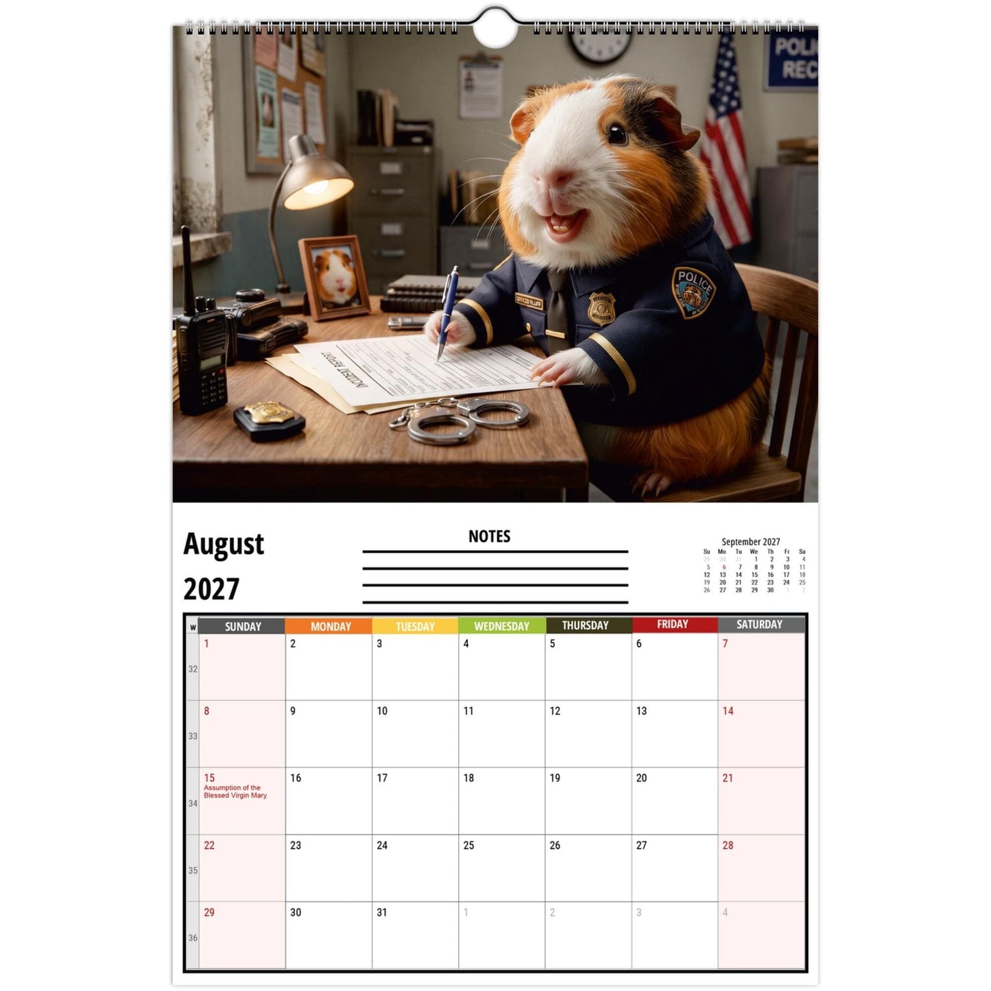 Funny Guinea Pig Wall Calendar 2027