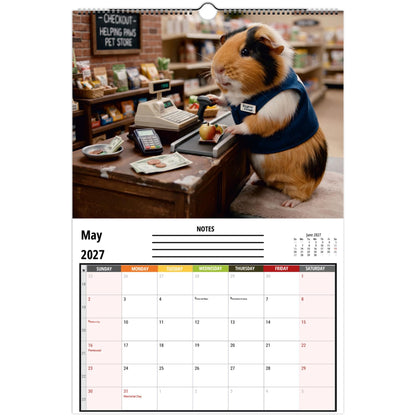 Funny Guinea Pig Wall Calendar 2027