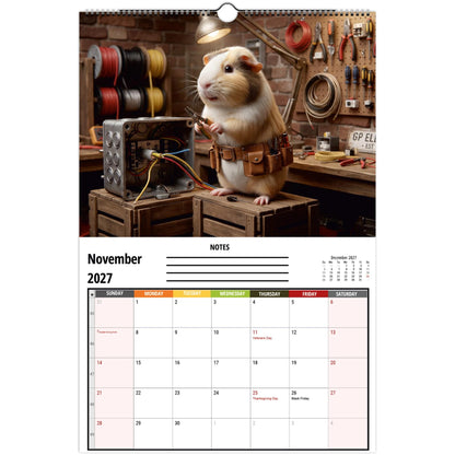 Funny Guinea Pig Wall Calendar 2027