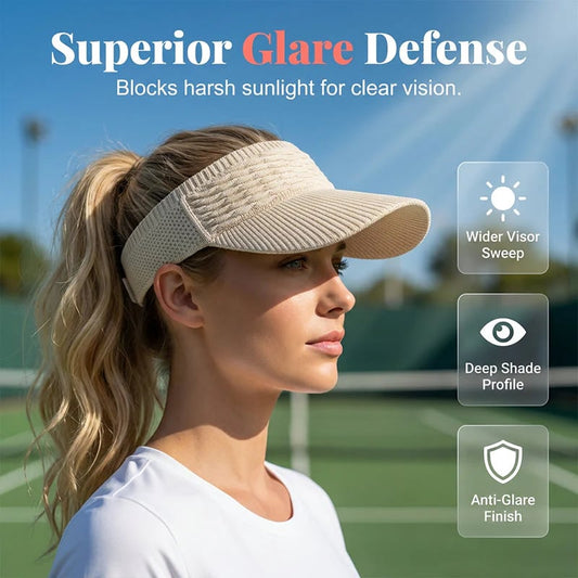 🔥Women’s High Ponytail Visor Hat 🧢 Breathable, Open-Top UV400 Protection ☀️Perfect for Running, Hiking, Beach Days & Everyday “That Girl” Style 💁‍♀️✨
