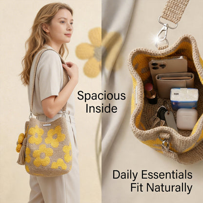 🏆Last Day Promotion 49% OFF🧵🌸Handmade Crochet Flower Tote 🌼✨