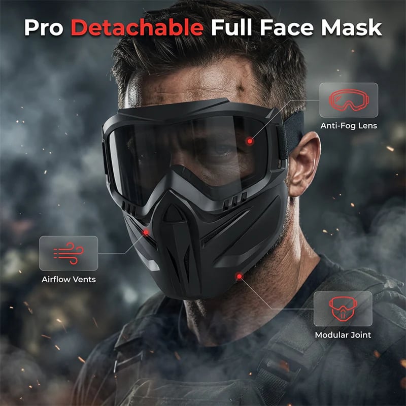 🔥 Detachable Full Face Goggle Mask