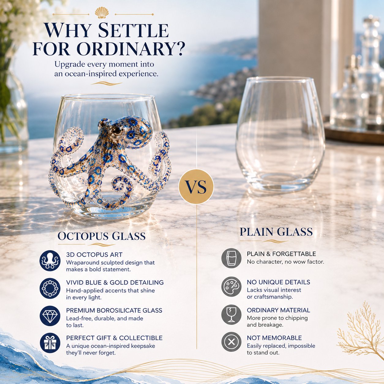🌊 3D Ocean Animal Artisan Glassware Collection