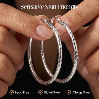 🎉 BUY 1 GET 1 FREE 🎁 Diamond-Cut Hoop Earrings for Women – Elegant, Sparkling 💎