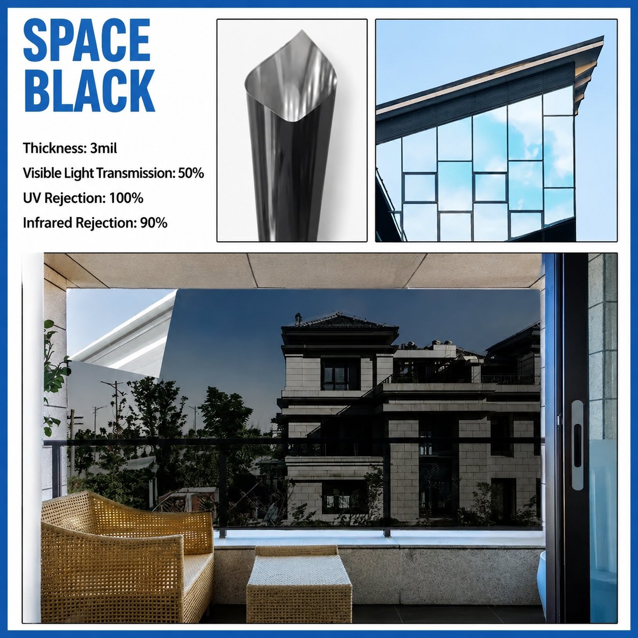 ☀️ One-Way Mirror Window Film – Heat Control & UV Protection