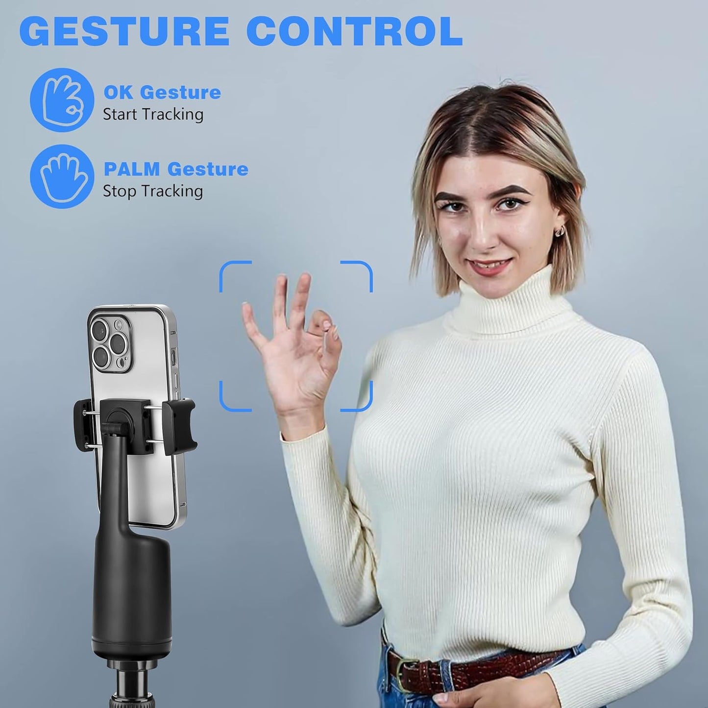 Smart Auto Face Tracking Phone Holder – Hands-Free 360° Rotation, No App Required for Video & Live Streaming