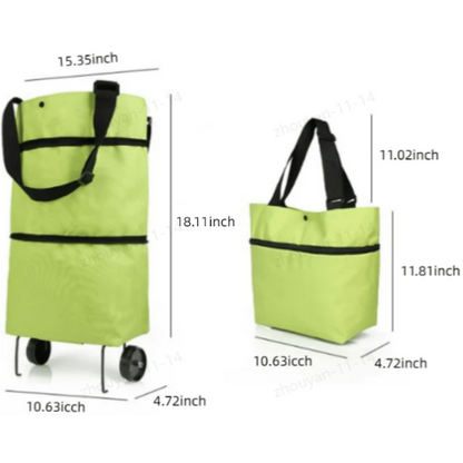 🛍️✨ Convertible shopping tote – hides wheels, holds 20kg, expands with zipper!