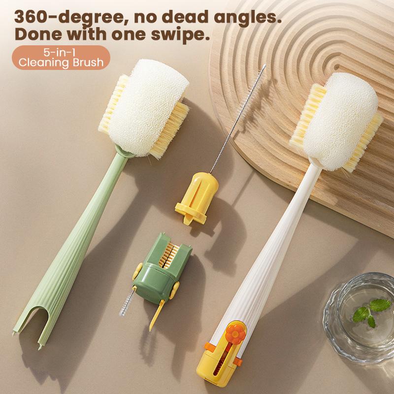 😫Stop the Hidden Germs!🧴5-in-1 Bottle Cleaning Brush (Multifunctional)