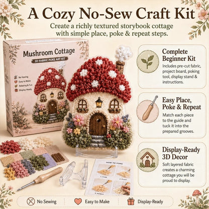 🍄 Whimsical Village 3D Fabric Poke Art Kit