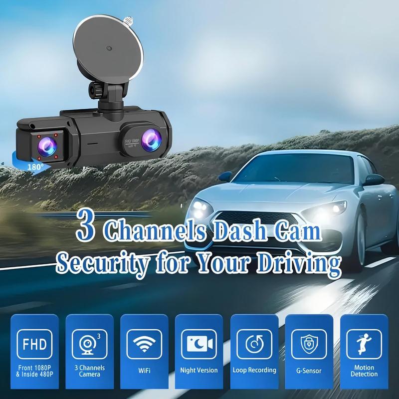 2.0-Inch IPS Screen HD 1080P 3 Lens Dashcam With Night Vision&Wifi Link