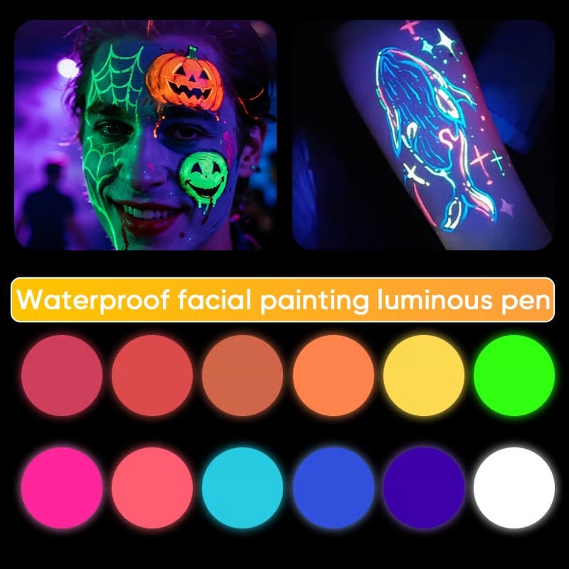 UV Neon Face Paint Markers 12 Colors