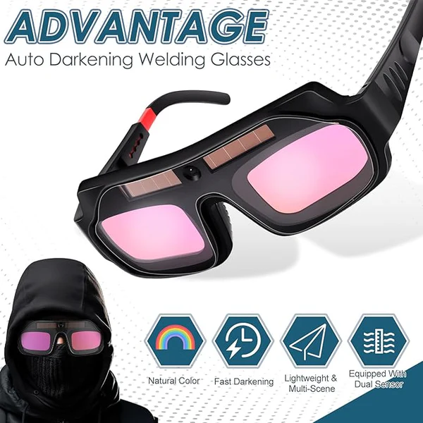 Solar Auto-Darkening Welding Goggles – Eye Protection with Smart Light Control
