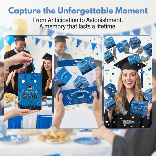 2026 Graduation Explosion Pop Gift Box 🎓 Surprise Bounce Cash Box Grad Party Gift Bag Set