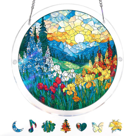 🧩Acrylic Jigsaw Puzzle Suncatcher - Glowing Feather Haven