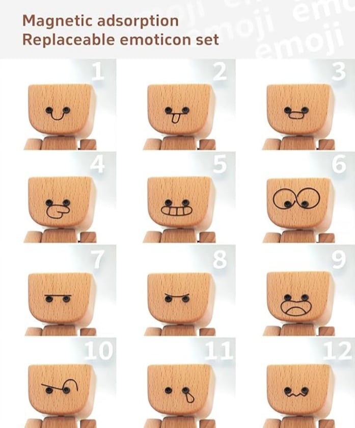 🔥Charming Little Wooden Figure That Sways with 12PCS Magnetic Expressions