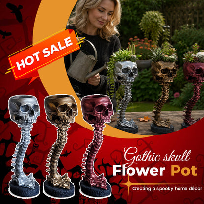 💀🖤Gothic Skull Planter And Skeleton Vase Spooky Home Decor