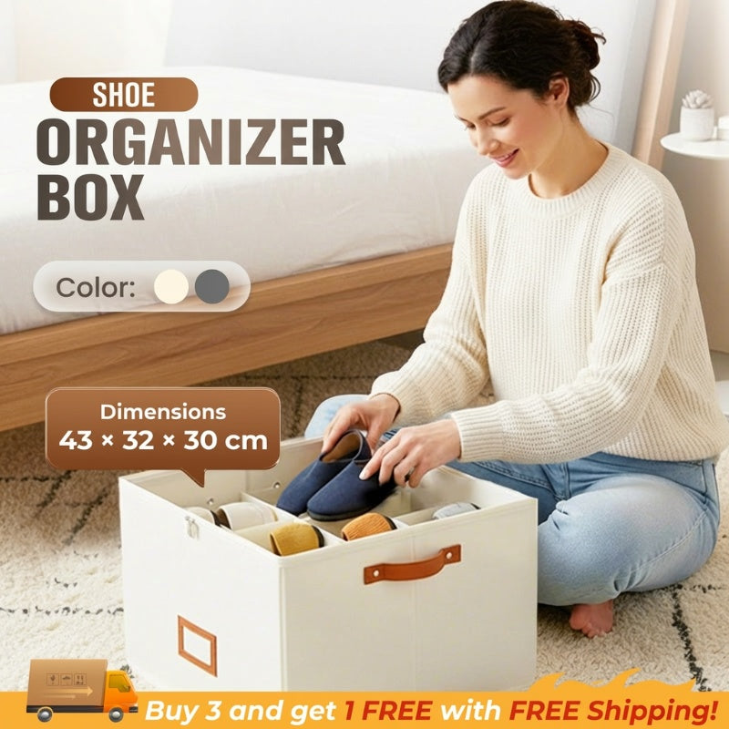 ⏰👟LIMITED TIME 60% OFF:ONLY £11.99!‼️Fabric Shoe Organizer Storage Box – Foldable, Large Capacity, Dustproof & Breathable for Closet & Bedroom 🧺✨