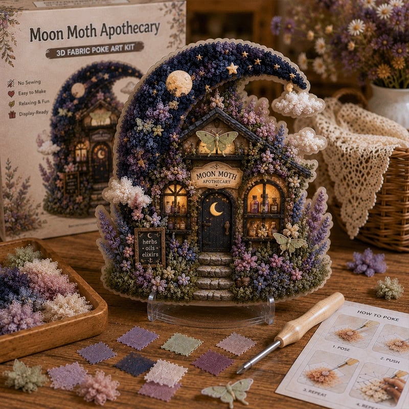 🍄 Whimsical Village 3D Fabric Poke Art Kit