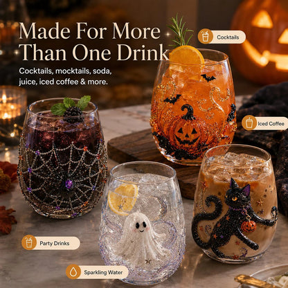 🔥LAST DAY 49% OFF - 🎃 3D Halloween Artisan Glass Cups, Festive Parties & Cozy Fall Home Bar Vibes