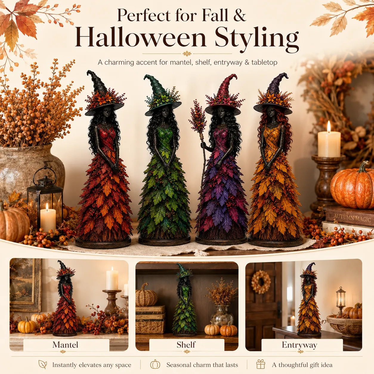 💥LAST DAY 50% OFF - 🧙 Enchanted Autumn Witch Figurine (📦Buy 3 Free Shipping)