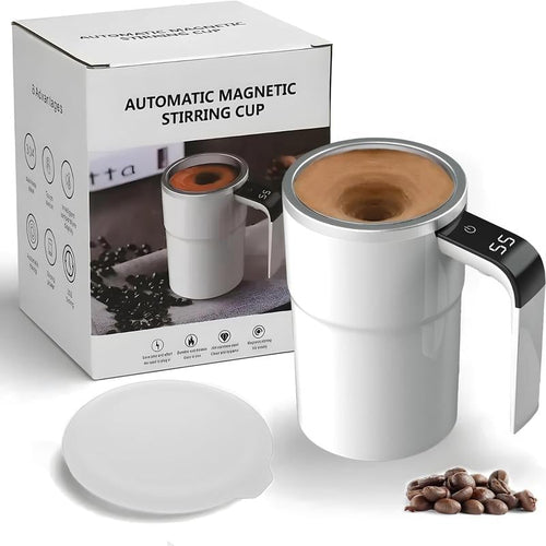 Electric coffee mug with a built-in LCD thermometer, perfect for brewing coffee, milk, cocoa, etc.