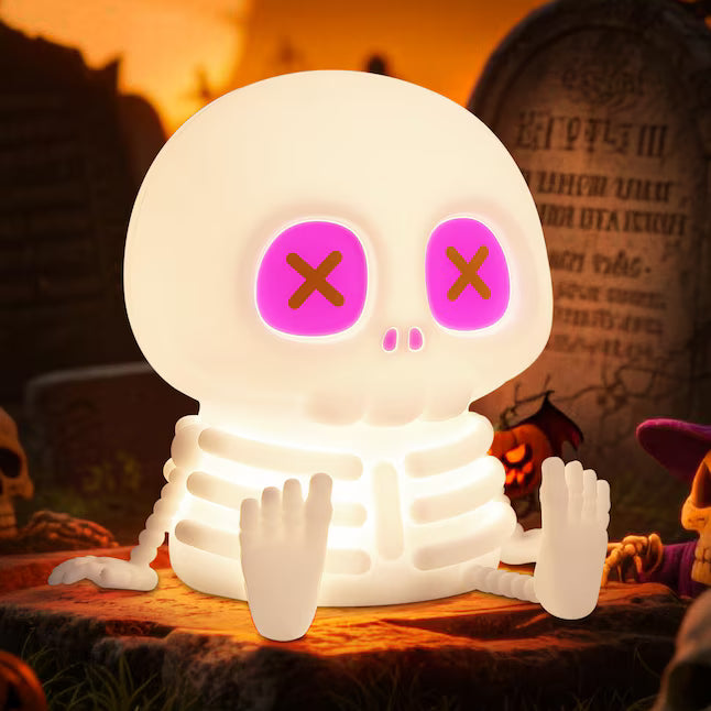 👻Halloween Skull Night Light, Soft Squeeze Silicone Lamp 7 Color Changing 🎃🦇