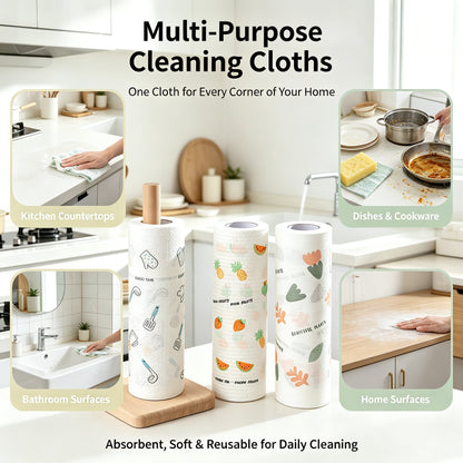 🧽 50Pcs Reusable Cleaning Lazy Rags Roll –  Washable Kitchen Towels & Multi-Purpose Wiping Cloths for Home Cleaning