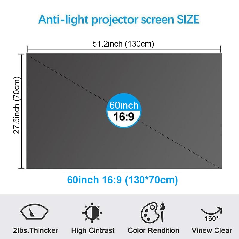 🔥Anti-Light 4K Projector Screen (16:9)🎥✨