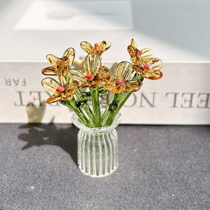 Mini Glass Flower Ornament Crafts Artificial Flower Floral Figurine
