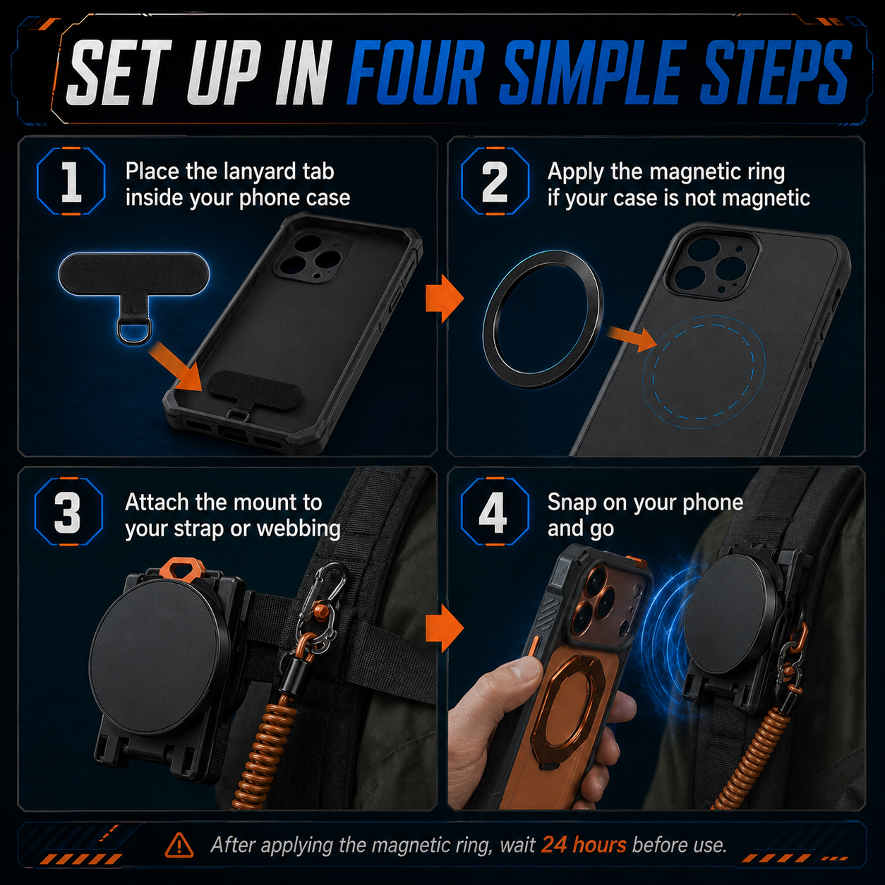 Quick-Release Magnetic Phone Mount for Straps