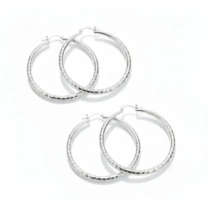 🎉 BUY 1 GET 1 FREE 🎁 Diamond-Cut Hoop Earrings for Women – Elegant, Sparkling 💎