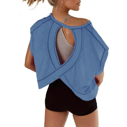 Hot Sale🔥Women's Asymmetrical Batwing Sleeve Tee – Summer Comfort with a Stylish Edge☀️