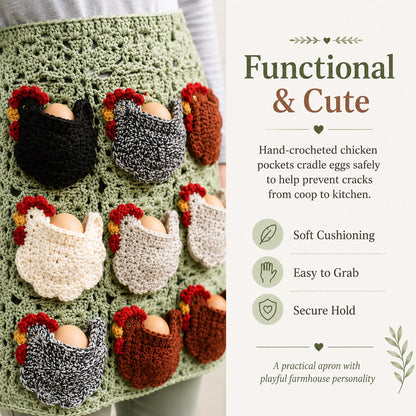 🐔Handmade Crochet Chicken Egg Collecting Apron🥚🎁
