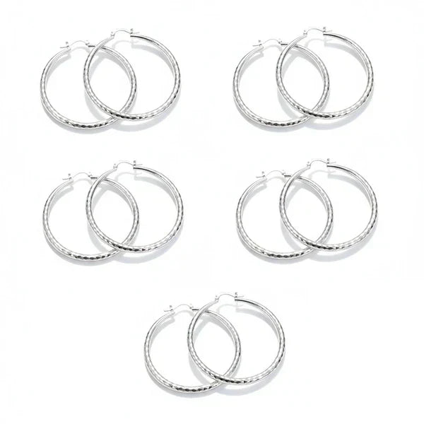 🎉 BUY 1 GET 1 FREE 🎁 Diamond-Cut Hoop Earrings for Women – Elegant, Sparkling 💎