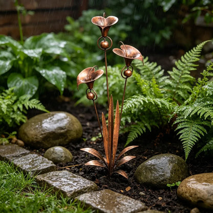 Copper Calla Lily Garden Chime Set – Peaceful Outdoor Decor for Flower Lovers 🌿🔔