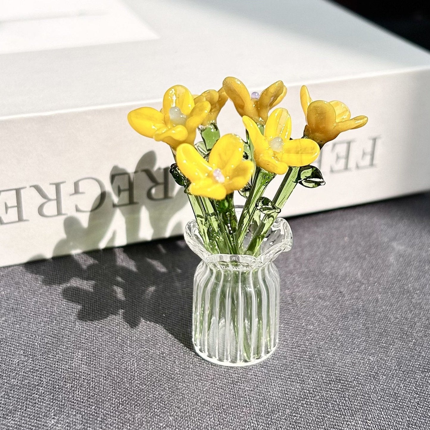 Mini Glass Flower Ornament Crafts Artificial Flower Floral Figurine