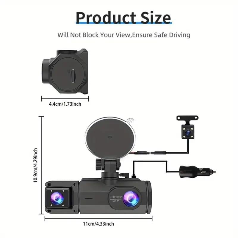 2.0-Inch IPS Screen HD 1080P 3 Lens Dashcam With Night Vision&Wifi Link