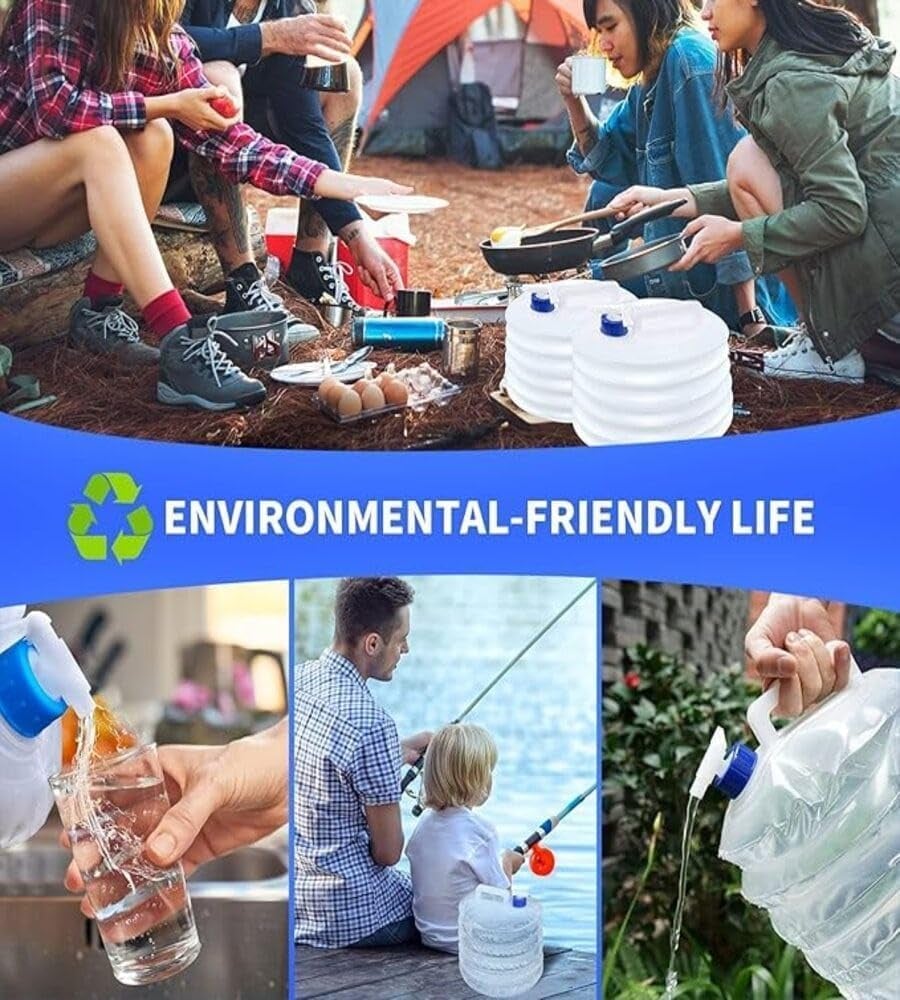 3-15L Foldable Water Container with Tap Portable Collapsible Water Storage Tank Water Carrier Lifting Bag Leakproof Water Pouch Camping Water Jug Travel Water Dispenser Outdoor Water Storage