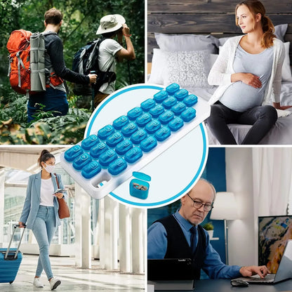 🔥✨Monthly Pill Organizer with Lid - Arthritis-Friendly Easy-Open Lids 31 Removable Daily Pill Pods Date Reminder & Travel Case for Vitamins & Medications