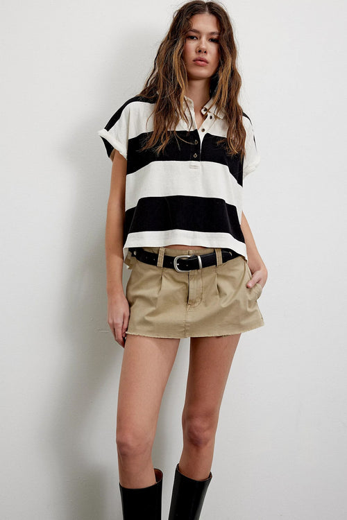 Women's Summer Striped Polo Shirt – Casual Loose Short Sleeve Top