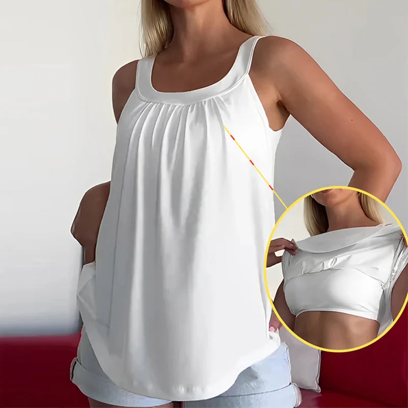 Solid Color Pleated Tank Top