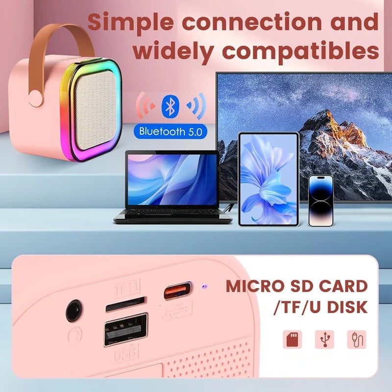 Mini Bluetooth Karaoke Speaker with Wireless Microphones