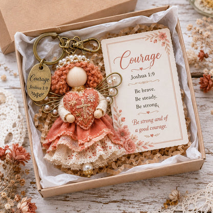 🪽 Faith Guardian Keychain Scripture Gift Set Collection | Layered Fabric Charm, Inspirational Scripture Card & Ready-to-Gift Box Included 💕
