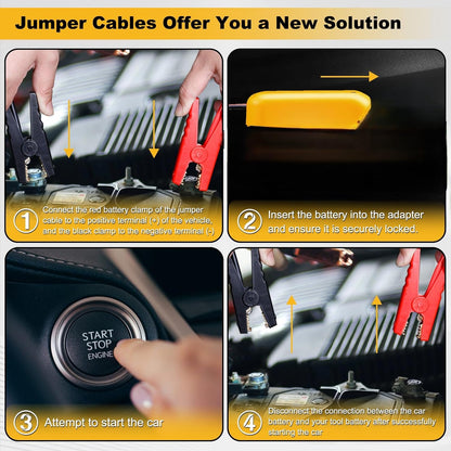 Car Starter Jumper Cables With Adapter For Dewalt 20v
