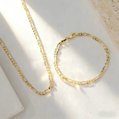 Elegant 2-Piece 18K Gold Jewelry Set – Bracelet & Necklace for Men & Women