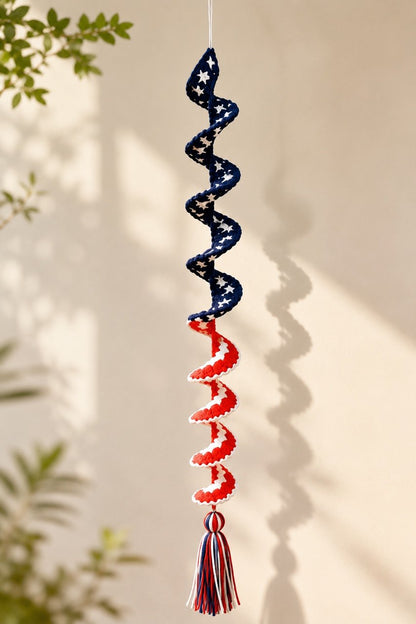 🎊🎐 Handmade Patriotic Spiral Wind Spinner 🧶